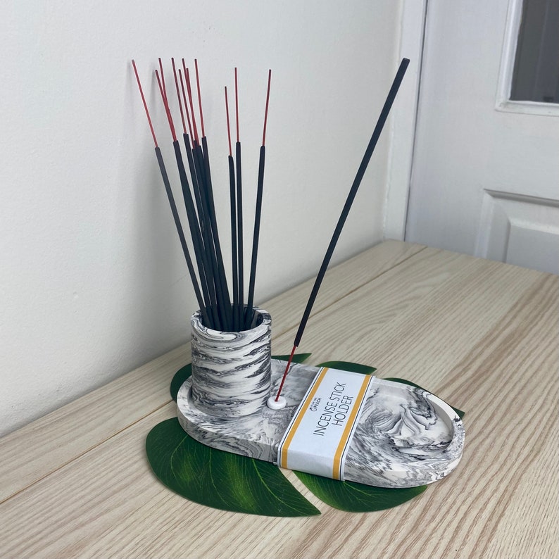 Grey Marbled Incense Holder Incenses stick holder Incense Etsy 日本