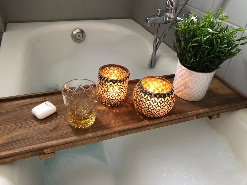 Bathtub Shelf Bathtub Wood Shelf Bathroom Bar Etsy