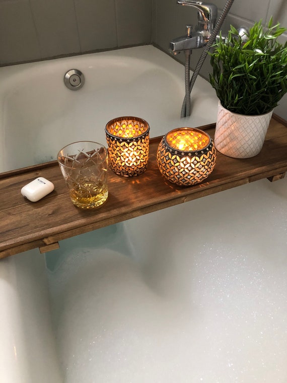 Mensola per vasca vasca da bagno legno mensola barra del bagno