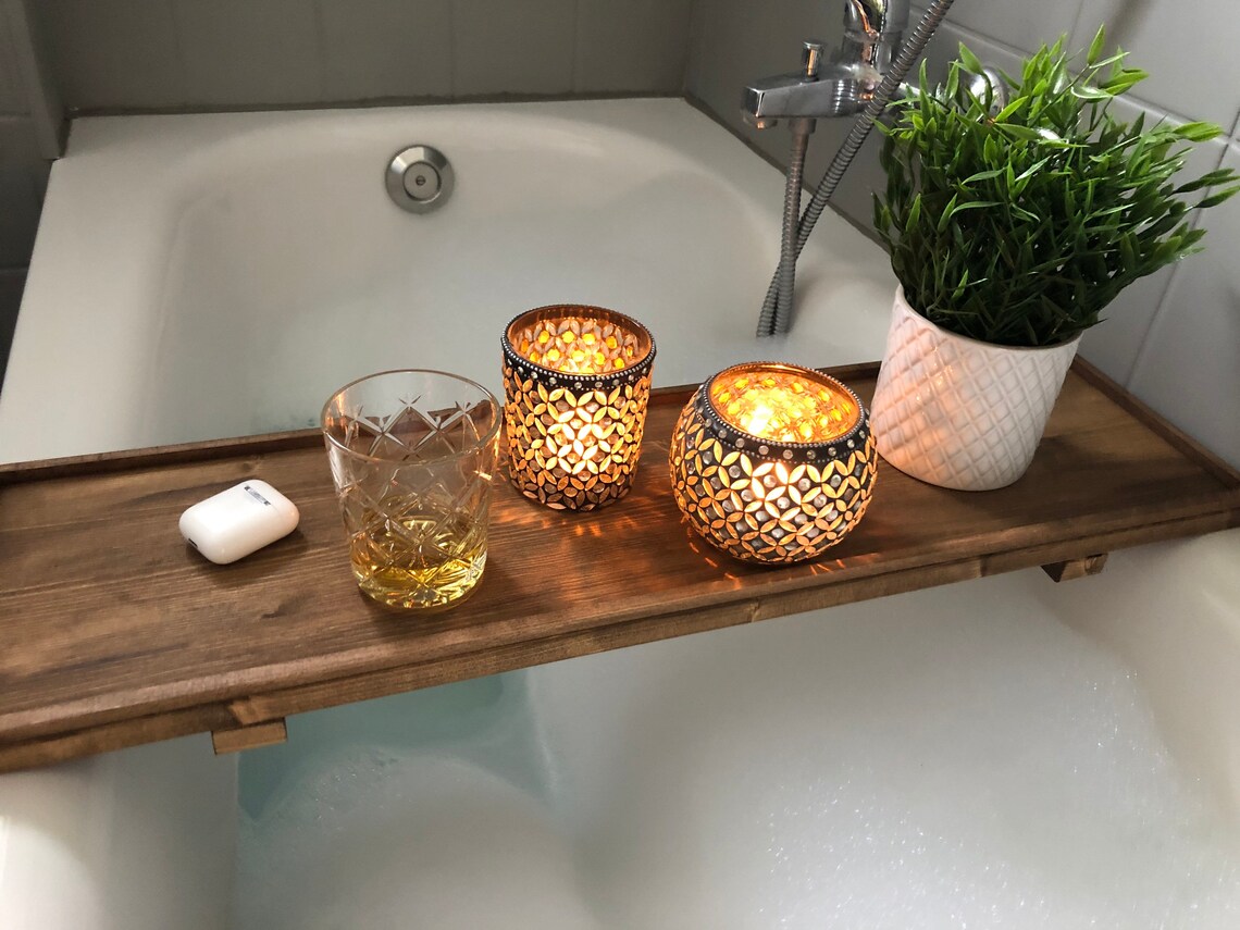 Bathtub Shelf Bathtub Wood Shelf Bathroom Bar Etsy