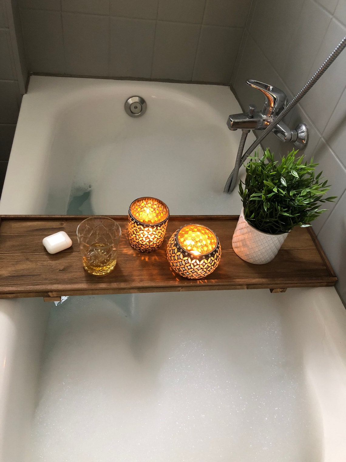 Bathtub Shelf Bathtub Wood Shelf Bathroom Bar Etsy