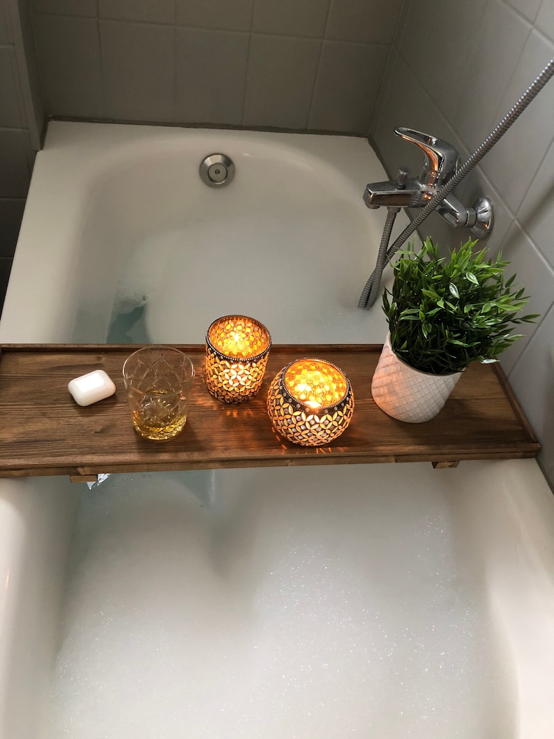 Bathtub Shelf Bathtub Wood Shelf Bathroom Bar Etsy