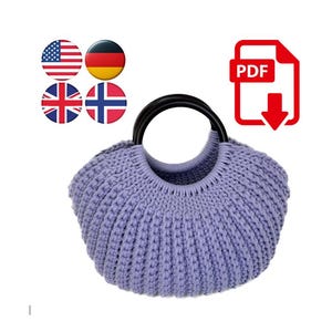Crochet Shell Bag PDF Pattern, Easy Crochet Bag Pattern, Tote Bag Pattern, Shopping Bag Pattern, Made by Lunda, English, German, Norwegian