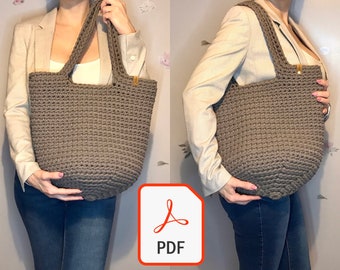 Crochet Tote Bag Pattern, PDF Pattern, Easy Crochet Bag Pattern, Tote Bag Pattern, Large Bag Pattern, Made by Lunda