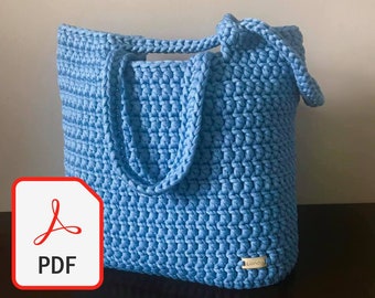 Crochet Tote Bag Pattern, PDF Pattern, Easy Crochet Bag Pattern, Tote Bag Pattern, Shopping Bag Pattern, Made by Lunda