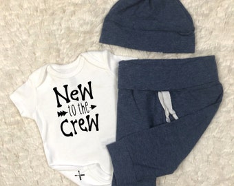 Newborn Baby Boy Outfit, Little Boy, Leggings, Pants, Bodysuit, Hat, Personalized, Custom, Coming Home, Hospital, Shower