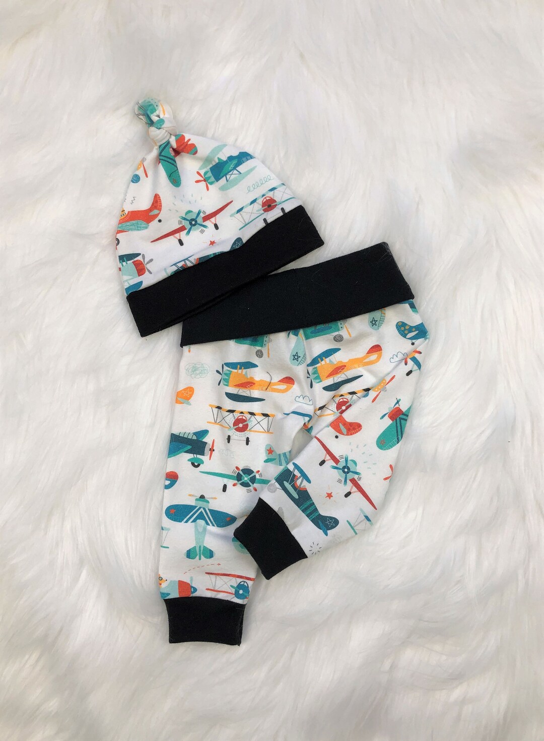 Airplane Baby Outfit, Girl, Boy, Leggings, Pants, Hat, Newborn, Coming