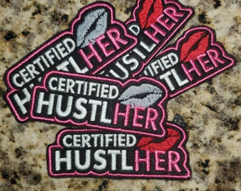 Certified HustlHer Embroidery Paches Pink/ Purple 4 Pack