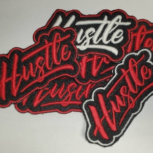 Flat Embroidery Hustle Patches 3 Pack
