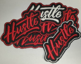 Flat Embroidery Hustle Patches 4 Pack