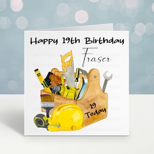 Tool Box Birthday Card - Personalised DIY Builder Themed Card