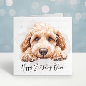 Personalised Cockapoo Birthday Card – Illustrated Dog Lover Greeting – 6"x6"