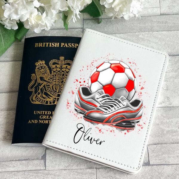 Football Themed Passport Cover, Personalise with any Name, Kids Passport Cover