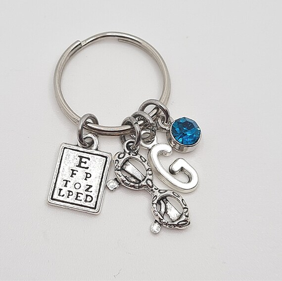 Personalised Opticians Keyring Eye Chart and Glasses Charms Etsy UK