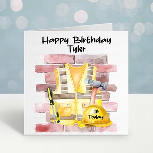 Builder Birthday Card – Personalised High Vis & Tools Design