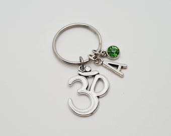 Om Keyring Personalised with Initial Charm  Inspirational