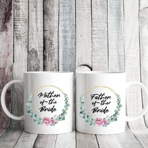 Mother and Father of the Bride Mug Set, Wedding Gift, Mug Set