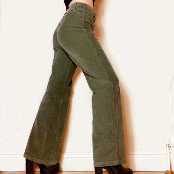 Genuine Vintage Dark Green CORDUROY FLARE JEANS