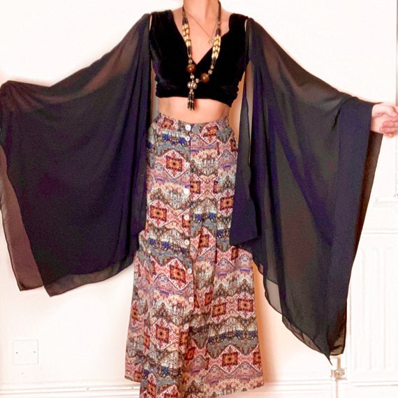 Vintage Black Velvet Gypsy Stevie Nicks Style Bohe