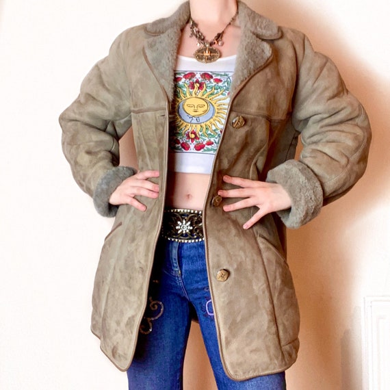 Vintage PENNYLANE Grey/ Brown AFGHAN Coat/Sheepski