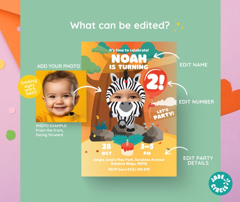 Printable Invitation for Kids Birthday Party Editable Invite Template ...
