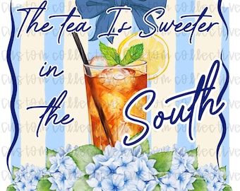 Sweet tea png, southern png, trendy png, bestseller png, hydrangea png summer png