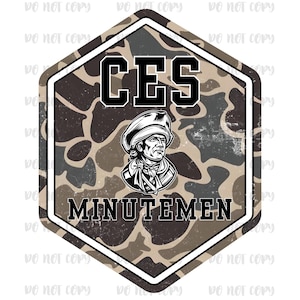 CES Minutemen Mascot, PNG, Digital, School Spirit