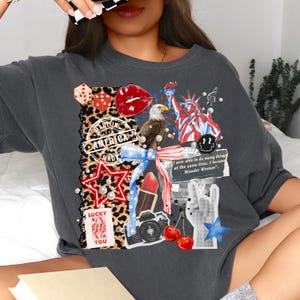 Collage png, rot weiß blau png, Kirsche png, trendy png, Bestseller png, patriotisch png, Gedenktag png, Vierter Juli png, Schleife png