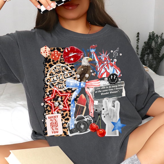 Collage png, Red White Blue png, cherry png, trendy png, bestseller png, patriotic png, Memorial Day png, Fourth of July png, bow png