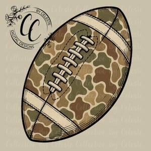 Camo Football PNG | Hand-Drawn Digital Football png | Rustic Hunting Football Design | Fall Sports Sublimation, trendy png, bestsellers png