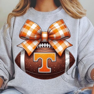 Tennessee Football Bow PNG | Gameday Orange and White Gingham Bow | Vols T Shirt Design | Fall Football Sublimation | TN vols png, Tennessee