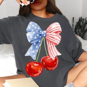 Kirsche png, rot weiß blau Kirsche png, trendige png, Bestseller png, patriotischer png, Gedenktag png, Vierter Juli png, Schleife png