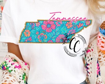 Kwiatowy PNG stanu Tennessee | Jasna lilia inspirowana TN png | Kwiatowy TN png | Modny png | Tennessee vols png | Bestsellery stanowe png