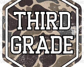 Third grade png, back to school png, boys school png, camo school png, camo third grade png