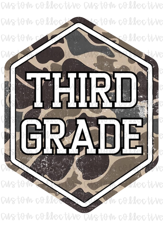 Third grade png, back to school png, boys school png, camo school png, camo third grade png
