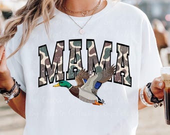 Camo Mallard Mama png, camo mama png,  mom png, Flying mallard png, hunting mama png, bestsellers