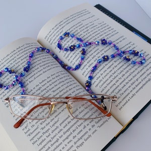 Purple Flower Eyeglasses Necklace Beaded Sunglasses Chain Customized Reading Glasses Holder Eyewear Cord Airpods Rope Facemask Strap Holder