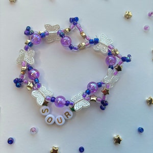 GUTS / SOUR Inspired Olivia Rodrigo Purple Friendship Handmade Beaded Bracelets Concert Tour Song Trading Exchange Fancy OR Jewelry for Girl