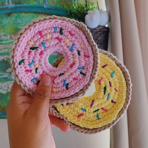 Donut 100% Cotton Handmade Knitted Crochet Coaster Personalized Gift Decor Accessories Custom Color Washable Mug Decorative Coaster Cute