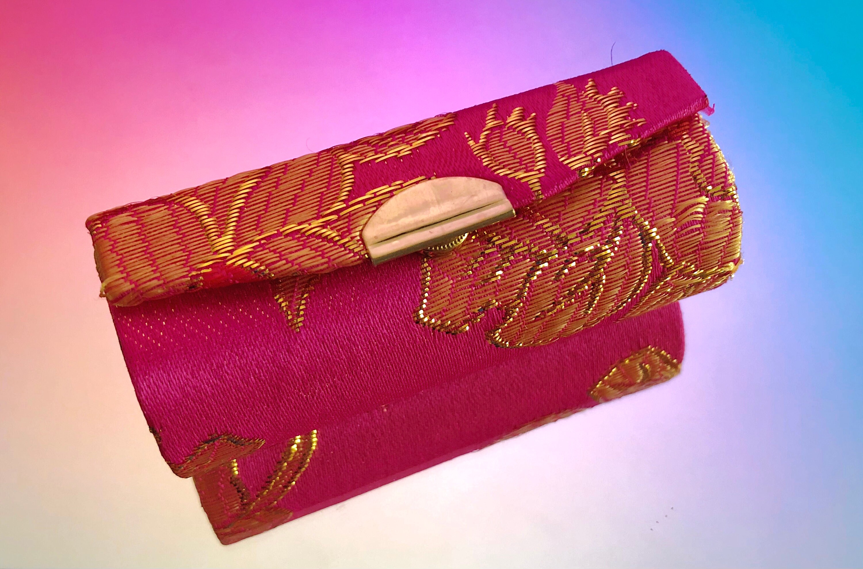 Lipstick Case With Mirror Jewelry Case Holder Box Retro Oriental Satin ...