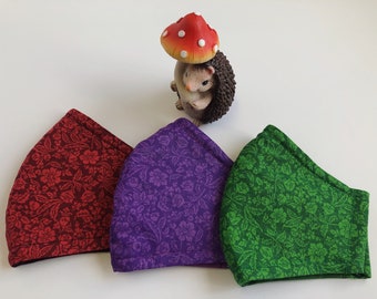 Floral Print Cotton Face Mask: Adjustable, Reusable, with Filter Pocket