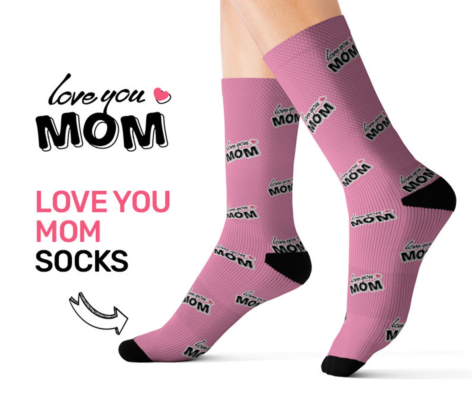 Love You Mom Socks Mother's Day Gift New Mom Gift Step Etsy