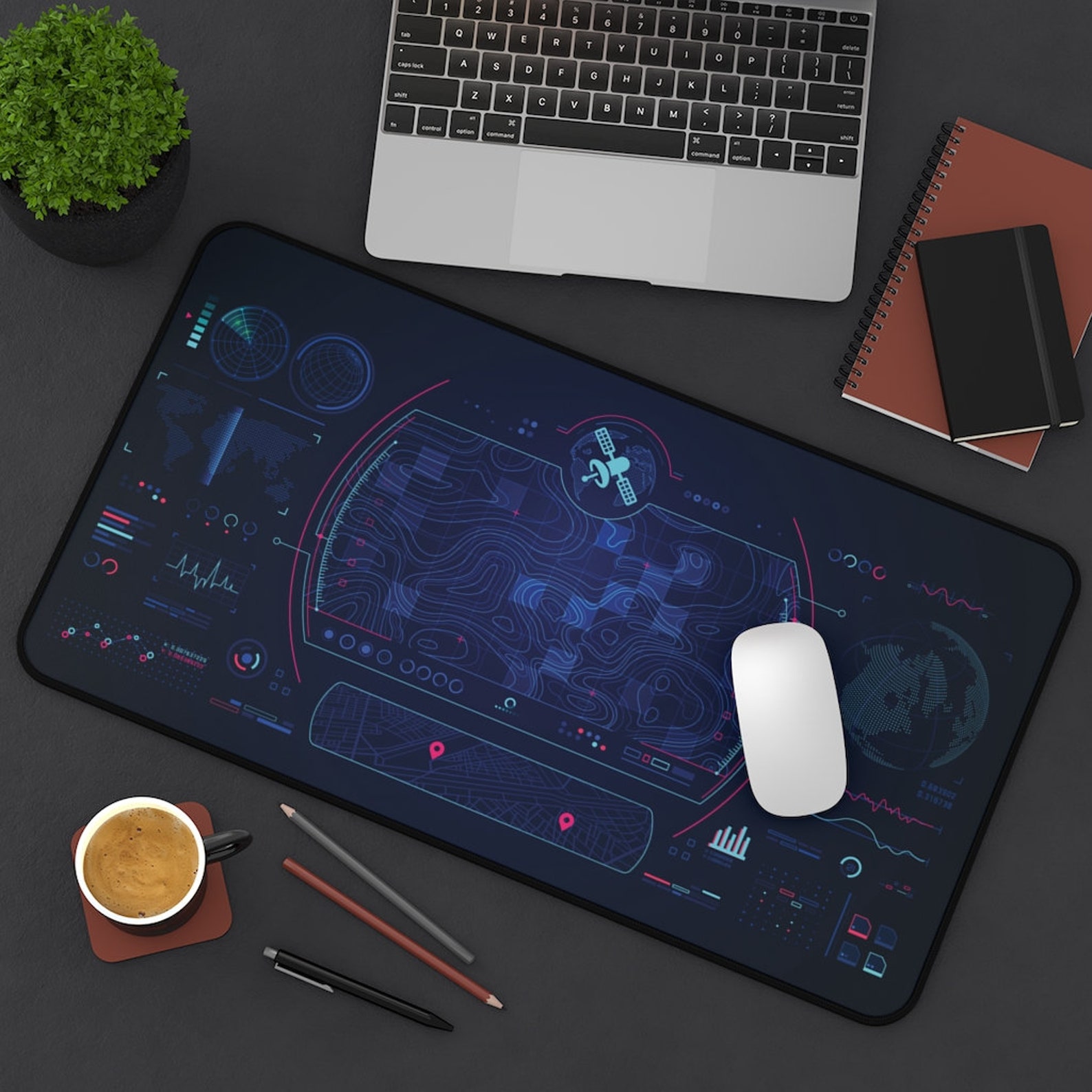 Cool Gaming Desk Pad Terrain View Digital Radar Interface Etsy