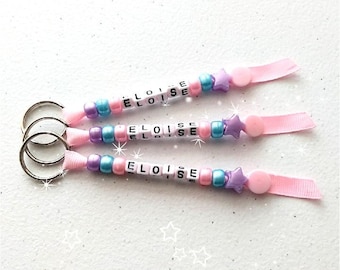 Handmade UNICORN Keychain, School Teacher Class Gift, Personalised Beaded Keyring, End of Term, Personalised Gift, Book Lunch Bag Tag Name