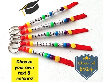 Class of 2026, Leavers 2026, School Teacher Class Gift, End of Year Leaving Gift, Personalised Beaded Keyring, Handmade Graduation Keychain