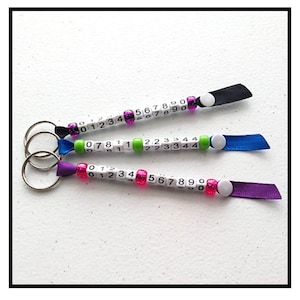 Beaded Phone Number Keychain: Child Safety, Lost Key Finder, Personalised Keyring, Car anti lost, Kid&#39;s Safety, Key Fob