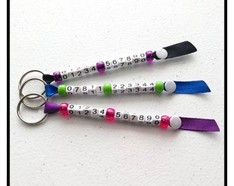 Beaded Phone Number Keychain: Child Safety, Lost Key Finder, Personalised Keyring, Car anti lost, Kid's Safety, Key Fob