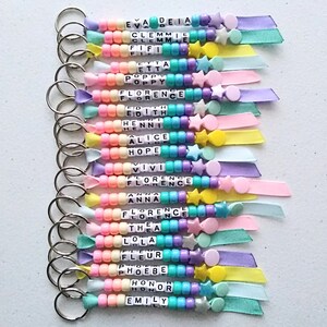 Pastel Multi Coloured Keychain, Personalised Beaded Keyring, Handmade ...
