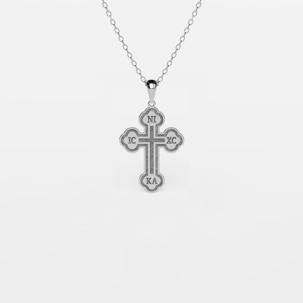 Mini Outlined Greek Orthodox Cross Necklace