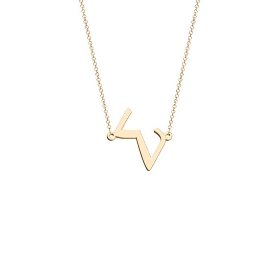 Greek Sideways Letter Initial Necklace 